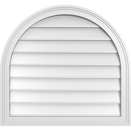 Ekena Millwork Round Top Surface Mount PVC Gable Vent w/ 2"W x 1-1/2"P Brickmould Frame, 28"W x 26"H GVPRT28X2602SN